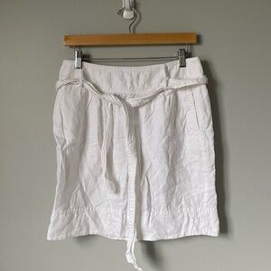Banana Republic White Linen Tie Front Mini Skirt Size 6